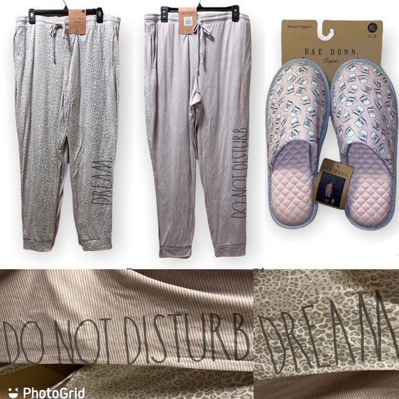 NWT Rae Dunn Slippers and Joggers Bundle